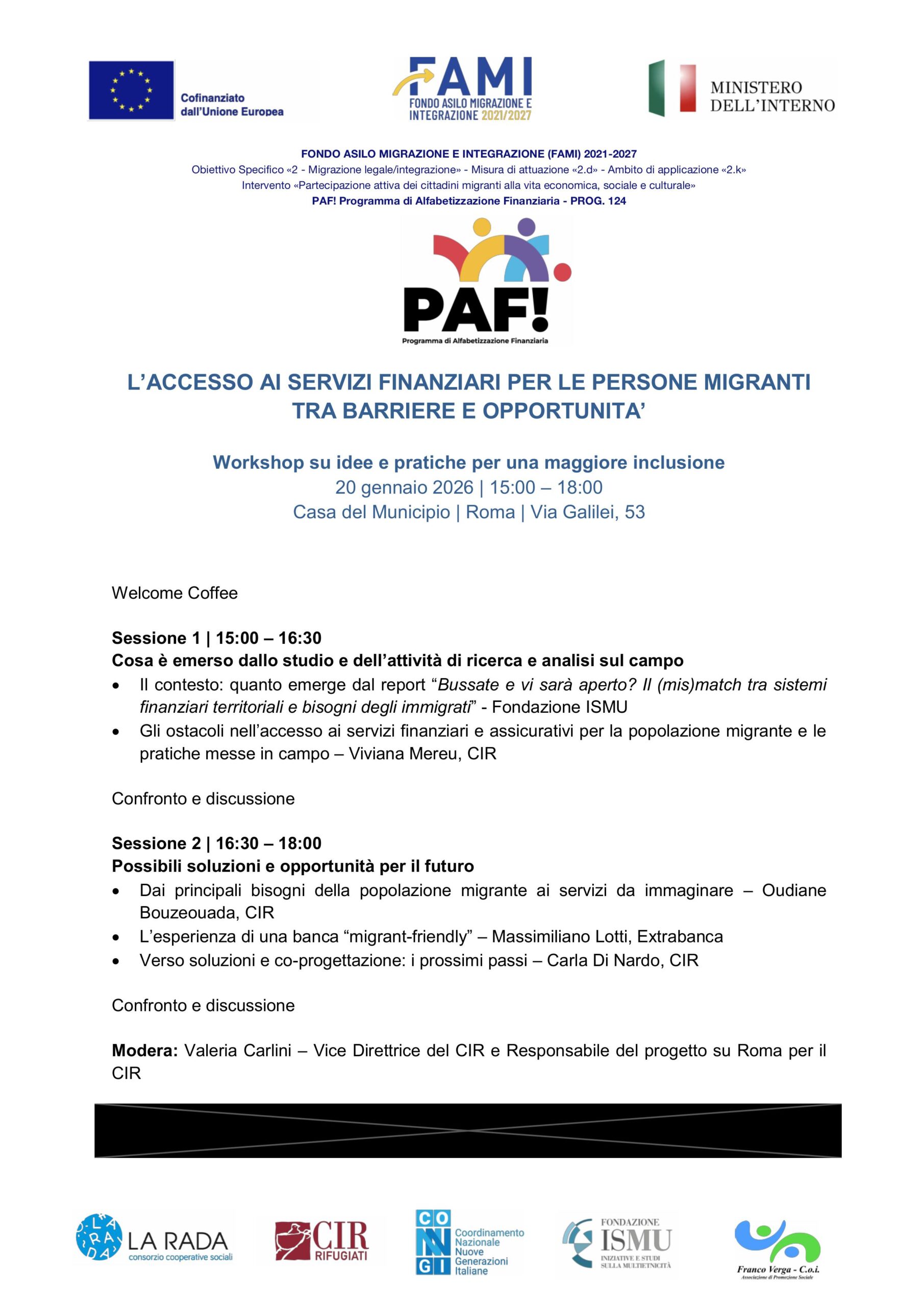 Accesso ai servizi finanziari per le persone migranti: Welcome Association Italy al workshop “Tra barriere e opportunità”